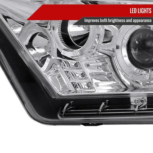 Spec-D Tuning Mustang  Dual Halo Projector Headlights - Chrome Housing, Clear Lens (2010-2014)