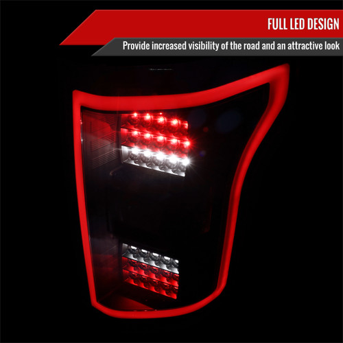 Spec-D Tuning F-150 LED White Bar Tail Lights - Matte Black Housing, Clear Lens (2018-2020)