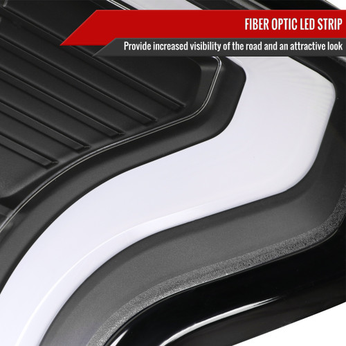 Spec-D Tuning F-150 LED White Bar Tail Lights - Matte Black Housing, Clear Lens (2018-2020)