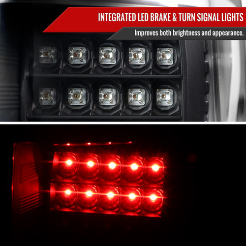 Spec-D Tuning F-150 LED White Bar Tail Lights - Matte Black Housing, Clear Lens (2018-2020)