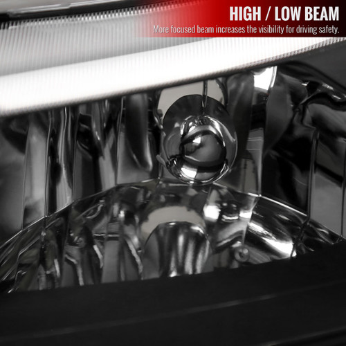 Spec-D Tuning Mustang LED Bar Factory Style Headlights w/ Amber Reflector - Matte Black Housing, Clear Lens (1999-2004)