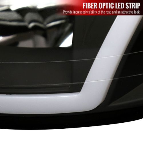Spec-D Tuning Mustang LED Bar Factory Style Headlights w/ Amber Reflector - Matte Black Housing, Clear Lens (1999-2004)