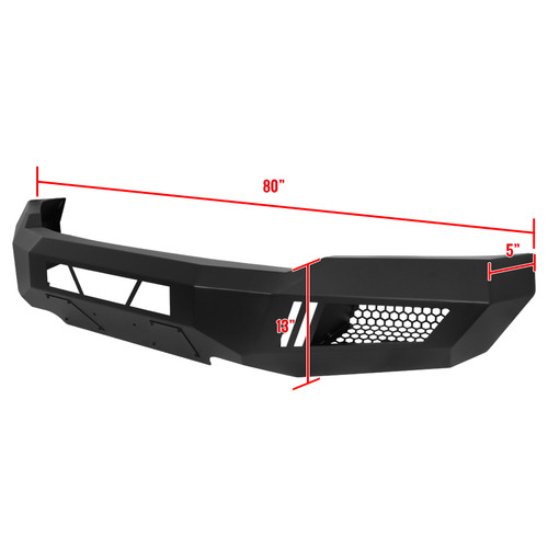 Spec-D Tuning F-150 Heavy Duty Steel Front Bumper w/ LED Light Ports - Textured Black (2018-2020)