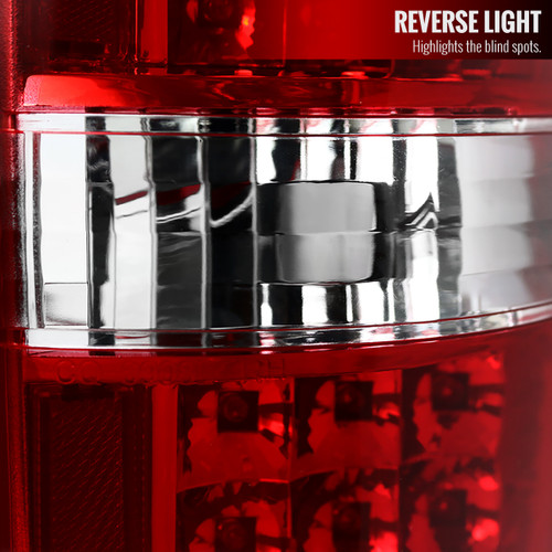 Spec-D Tuning F-150 LED Tail Lights - Chrome Housing, Red Lens (2009-2014)