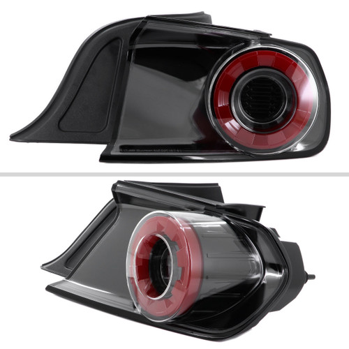 Spec-D Tuning Mustang LED Halo Ring Tail Lights - Gloss Black Housing, Clear Lens (2015-2023)