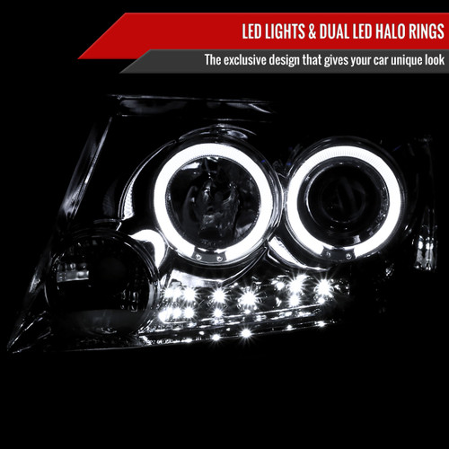 Spec-D Tuning F-150 Dual Halo Projector Headlights - Chrome Housing, Clear Lens (2004-2008)
