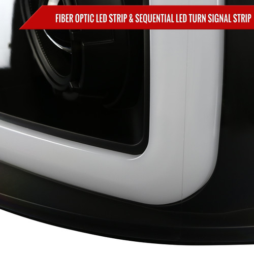 Spec-D Tuning F-150 Projector Headlights w/ Switchback Sequential LED C-Bars - Matte Black Housing, Clear Lens (2004-2008)