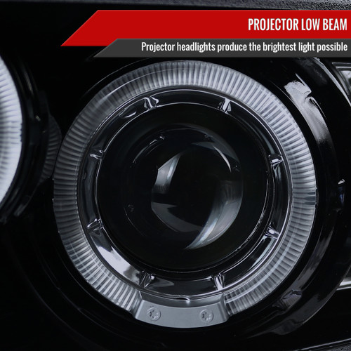 Spec-D Tuning Mustang  Dual Halo Projector Headlights - Gloss Black Housing, Smoked Lens (2010-2014)