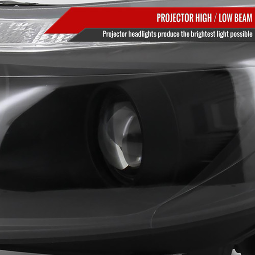 Spec-D Tuning Focus Projector Headlights w/ LED Strip & Turn Signals - Matte Black Housing, Clear Lens (2012-2014)