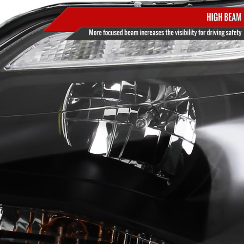 Spec-D Tuning Focus Projector Headlights w/ LED Strip & Turn Signals - Matte Black Housing, Clear Lens (2012-2014)