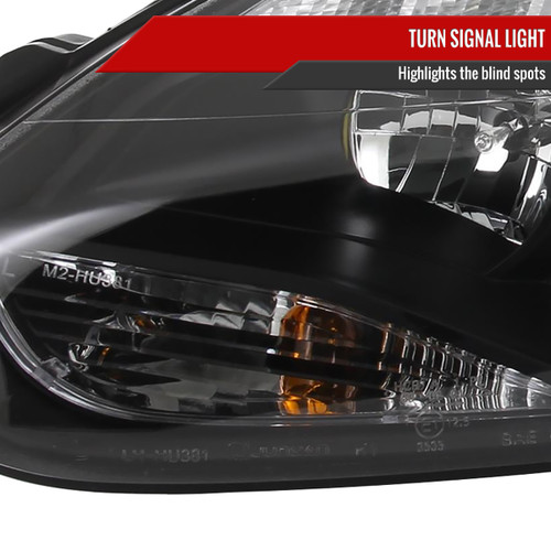 Spec-D Tuning Focus Projector Headlights w/ LED Strip & Turn Signals - Matte Black Housing, Clear Lens (2012-2014)