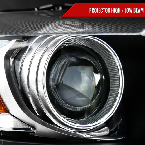 Spec-D Tuning Mustang Xenon HID Projector Passenger Side Headlight w/ LED Bars - Matte Black Housing, Clear Lens (2015-2017)