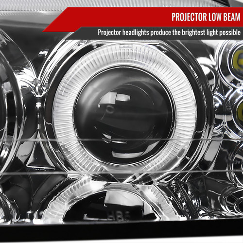 Spec-D Tuning Mustang Dual Halo V2 Projector Headlights - Chrome Housing, Clear Lens (1999-2004)