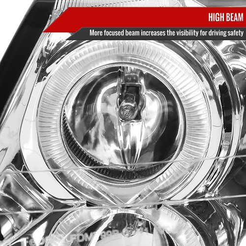 Spec-D Tuning Mustang Dual Halo V2 Projector Headlights - Chrome Housing, Clear Lens (1999-2004)