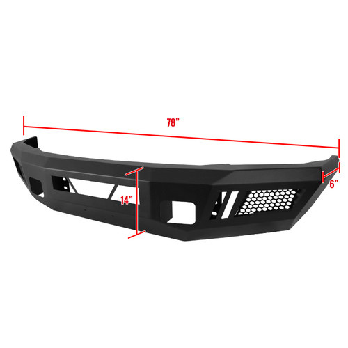 Spec-D Tuning F-250/F-350 Heavy Duty Steel Front Bumper w/ LED Light Ports - Textured Black (2017-2021)