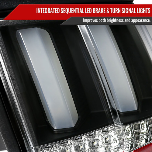 Spec-D Tuning Mustang Sequential LED Tail Lights - Matte Black Housing, Clear Lens (1999-2004)
