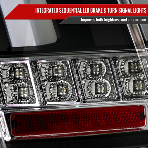 Spec-D Tuning Mustang Sequential LED Tail Lights - Matte Black Housing, Clear Lens (1999-2004)