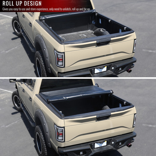 Spec-D Tuning F-150 Soft Roll Up Bed Cover - 6.5ft Bed (1997-2004)