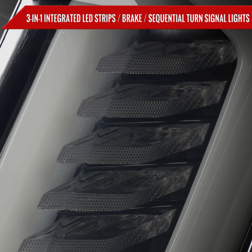 Spec-D Tuning Mustang Sequential LED Tail Lights - Gloss Black Housing, Smoked Lens (2015-2023)