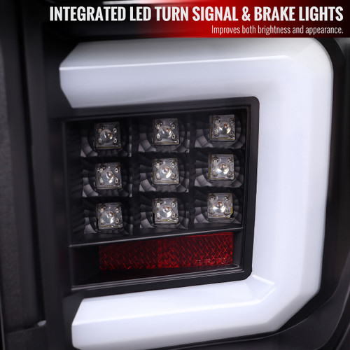 Spec-D Tuning F-150 LED Tail Lights w/ White C-Bars - Matte Black Housing, Clear Lens (2009-2014)