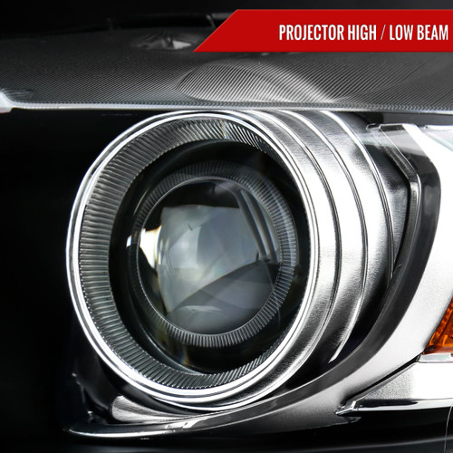 Spec-D Tuning Mustang Xenon HID Projector Headlights w/ LED Bars - Matte Black Housing, Clear Lens (2015-2017)