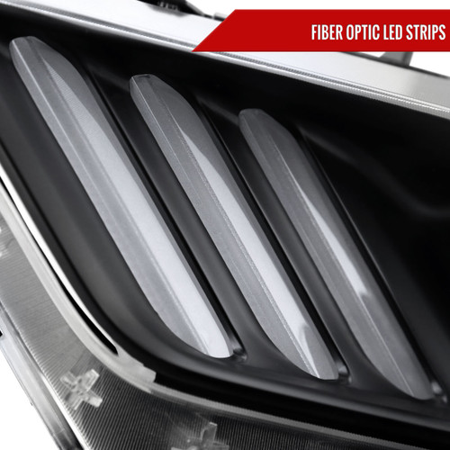 Spec-D Tuning Mustang Xenon HID Projector Headlights w/ LED Bars - Matte Black Housing, Clear Lens (2015-2017)