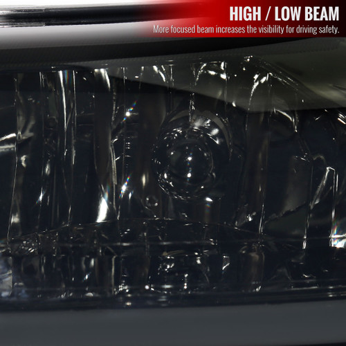 Spec-D Tuning Mustang LED Bar Factory Style Headlights w/ Amber Reflector - Chrome Housing, Smoked Lens (1999-2004)