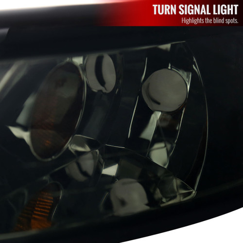 Spec-D Tuning Mustang LED Bar Factory Style Headlights w/ Amber Reflector - Chrome Housing, Smoked Lens (1999-2004)