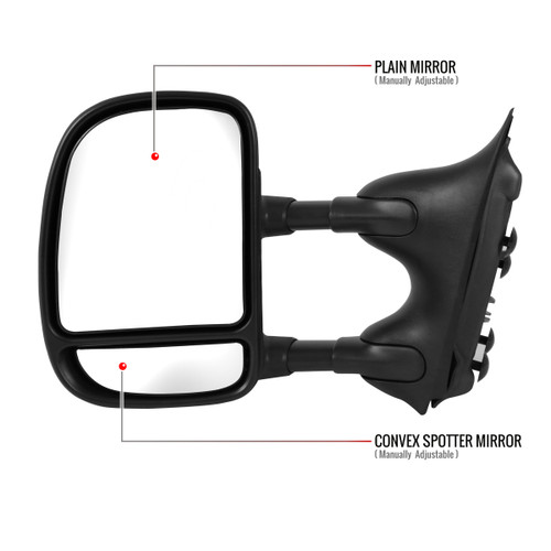 Spec-D Tuning F-250 Manual Adjusting Tow Mirrors - Black (1999-2007)