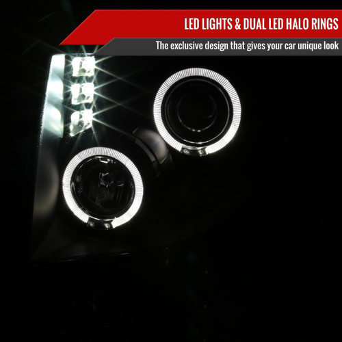 Spec-D Tuning F-150 Dual Halo Projector Headlights - Matte Black Housing, Clear Lens (2009-2014)