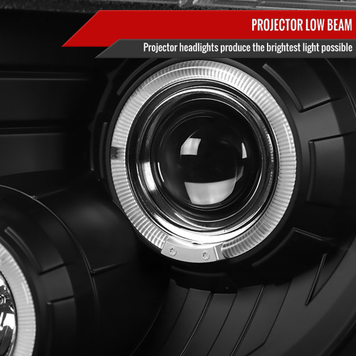 Spec-D Tuning F-150 Dual Halo Projector Headlights - Matte Black Housing, Clear Lens (2009-2014)
