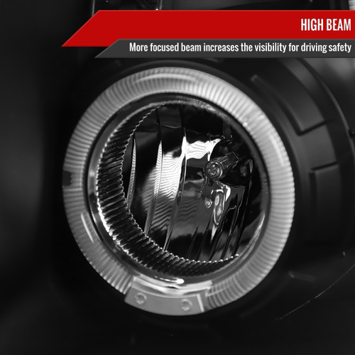 Spec-D Tuning F-150 Dual Halo Projector Headlights - Matte Black Housing, Clear Lens (2009-2014)