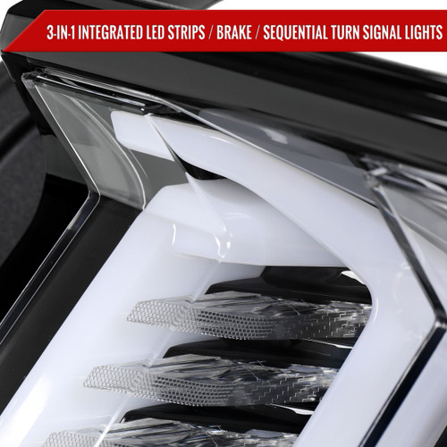 Spec-D Tuning Mustang Sequential LED Tail Lights - Jet Black Housing, Clear Lens (2015-2023)