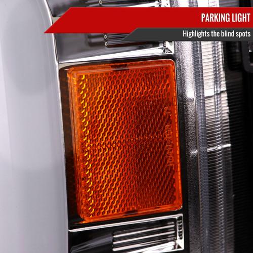 Spec-D Tuning F-250 Projector Headlights w/ Dual LED C-Bars & Sequential Signals - Chrome Housing, Clear Lens (2008-2010)