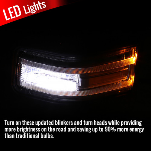 Spec-D Tuning F-250 Power Adjustable, Heated, BSM, ATS Tow Mirrors - Black w/ Clear LED Turn Signals, Puddle, Clearnace & Auxiliary Lights (2017-2019)