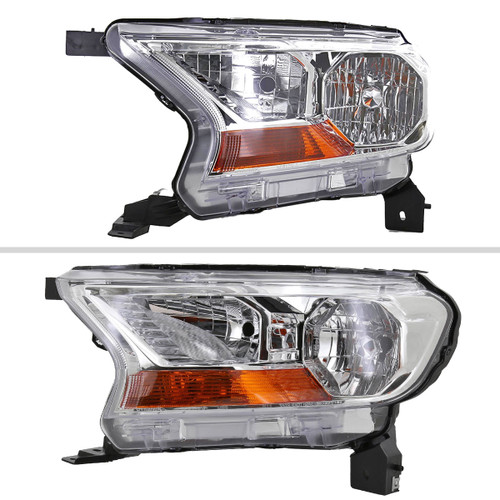 Spec-D Tuning Ranger Factory Style Halogen Headlights  - Chrome Housing, Clear Lens (2019-2022)
