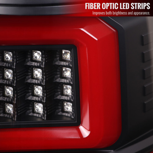 Spec-D Tuning F-150 LED Tail Lights w/ Red C-Bars - Matte Black Housing, Clear Lens (2009-2014)