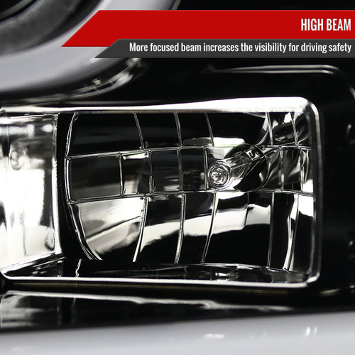 Spec-D Tuning F-150 Projector Headlights w/ LED Bars - Jet Black Housing, Clear Lens (2015-2017)