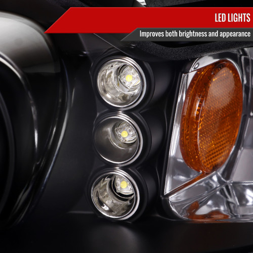 Spec-D Tuning Mustang Dual Halo Projector Headlights - Matte Black Housing, Clear Lens (1999-2004)
