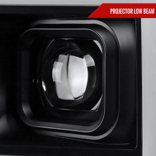 Spec-D Tuning F-250 Projector Headlights w/ Sequential Turn Signal Dual LED C-Bars - Black Housing, Clear Lens (2017-2019)
