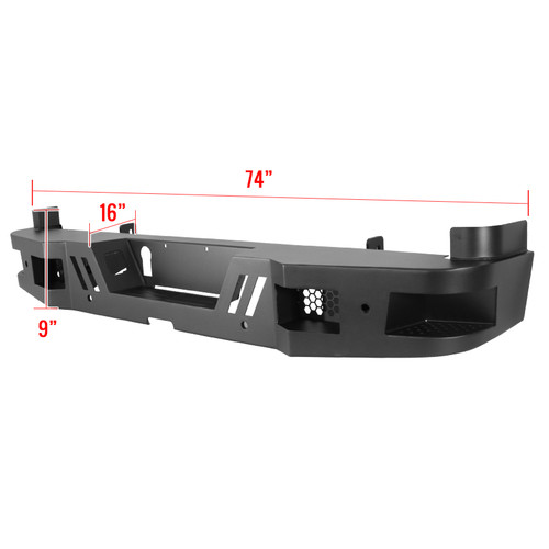 Spec-D Tuning F-250/F-350 Heavy Duty Steel Rear Bumper w/ Steps - Textured Black (2017-2021)