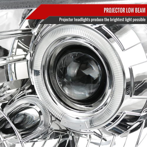 Spec-D Tuning F-150 Dual Halo Projector Headlights - Chrome Housing, Clear Lens (2009-2014)