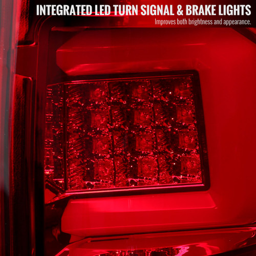 Spec-D Tuning F-150 LED Tail Lights w/ Red C-Bars - Chrome Housing, Red Lens (2009-2014)