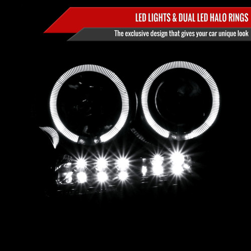 Spec-D Tuning F-150 Dual Halo Projector Headlights - Jet Black Housing, Clear Lens (2004-2008)