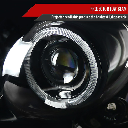 Spec-D Tuning F-150 Dual Halo Projector Headlights - Jet Black Housing, Clear Lens (2004-2008)
