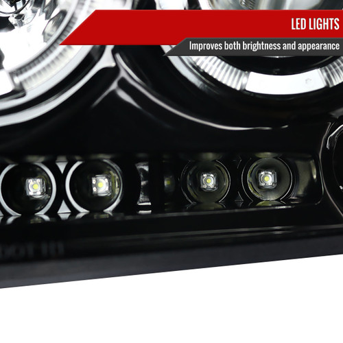 Spec-D Tuning F-150 Dual Halo Projector Headlights - Jet Black Housing, Clear Lens (2004-2008)