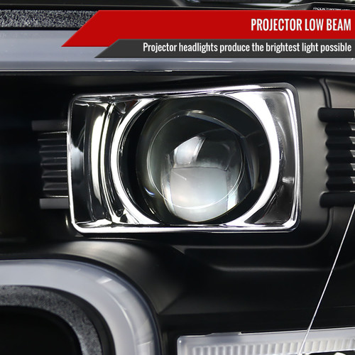 Spec-D Tuning F-150 Projector Headlights w/ LED Bars - Matte Black Housing, Clear Lens (2015-2017)