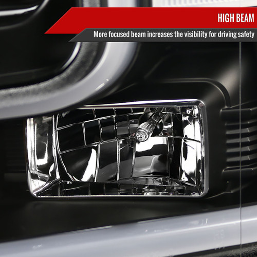 Spec-D Tuning F-150 Projector Headlights w/ LED Bars - Matte Black Housing, Clear Lens (2015-2017)