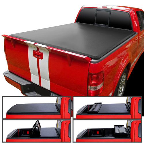 Spec-D Tuning TC4-F15004-65-SP F-150 Soft Quad Fold Bed Cover - 6.5ft Bed (2004-2014)