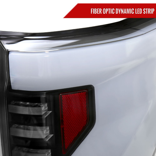 Spec-D Tuning F-150 LED White Bar Tail Lights w/ Sequential Turn Signals - Matte Black Housing, Clear Lens (2018-2020)